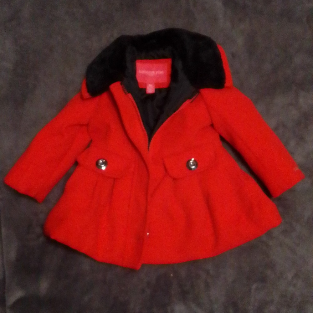 London Fog Red Coat with Black Collar - Kids